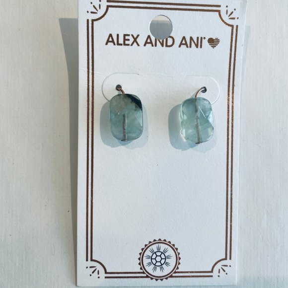 Alex and Ani Green Quartz Earrings rose gold, drop,dangle - Picture 12 of 12